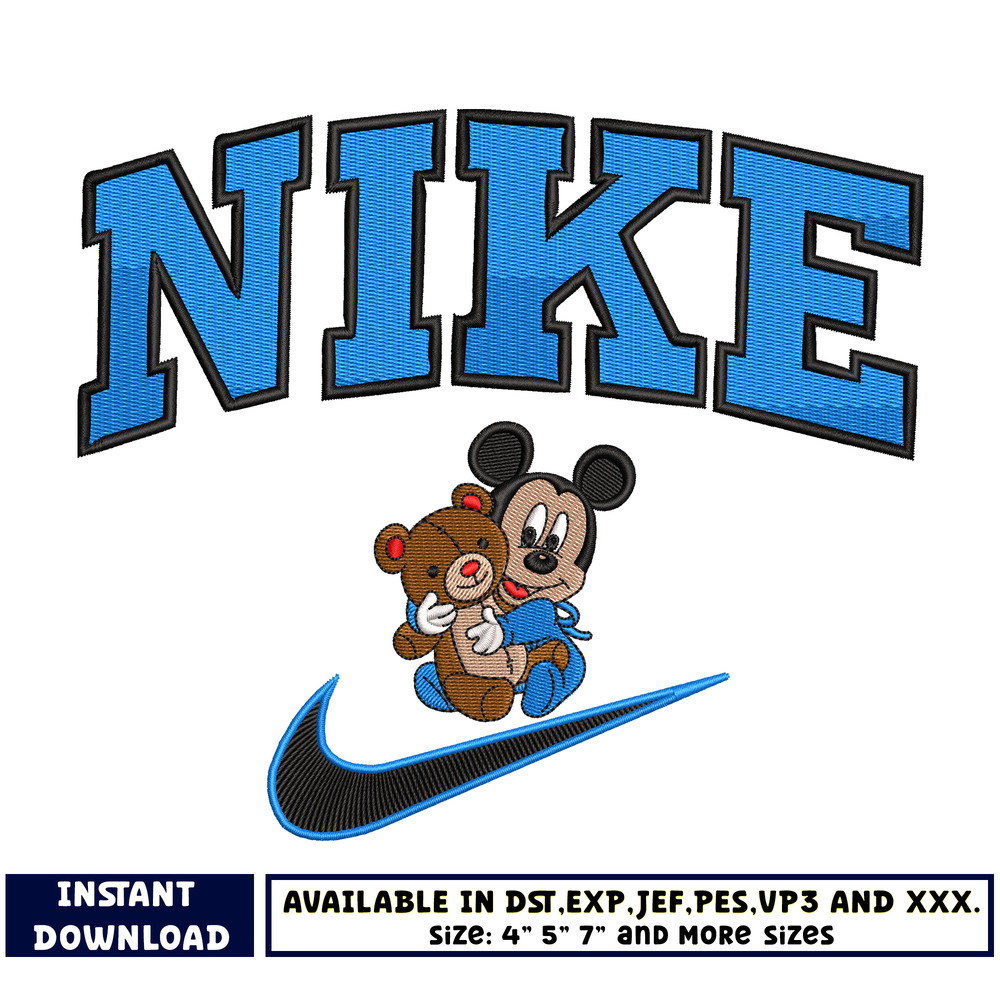 Logo Nike mickey mouse embroidery design