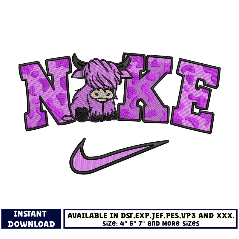 Logo Nike purple cow embroidery design