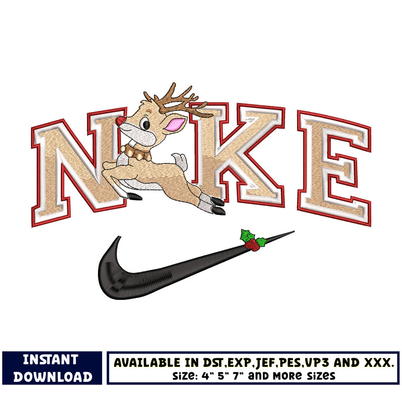 Logo Nike reindeer embroidery design