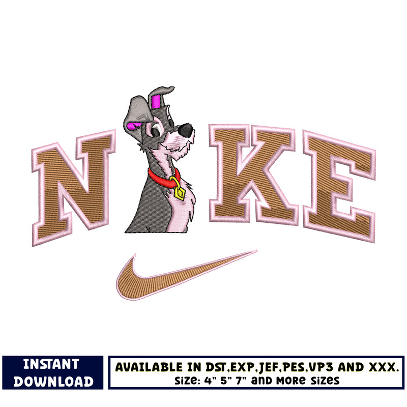 Logo nike Tramp dog embroidery design