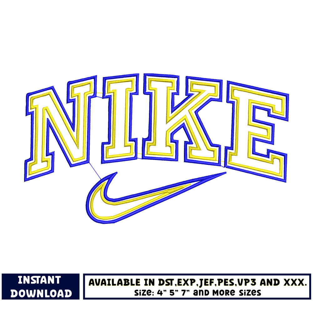 Logo Nike white red embroidery design