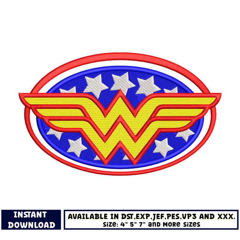 Logo Wonder Woman embroidery design