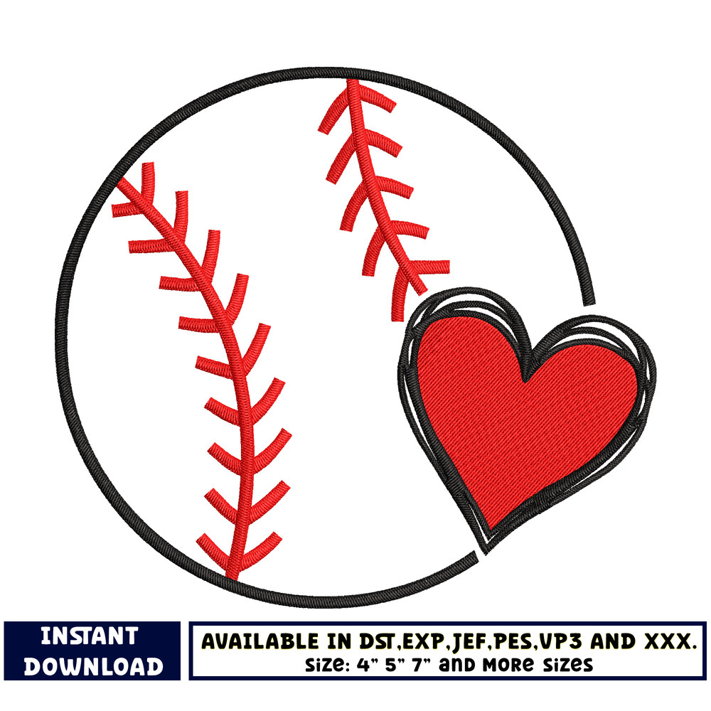 Love baseball embroidery