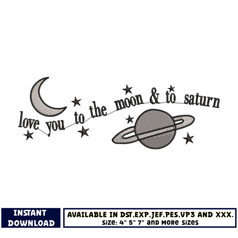 Love you to the moon embroidery