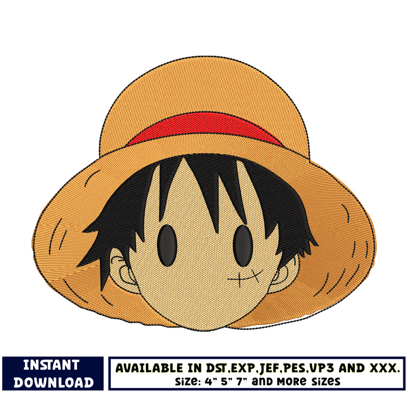 Luffy face embroidery design