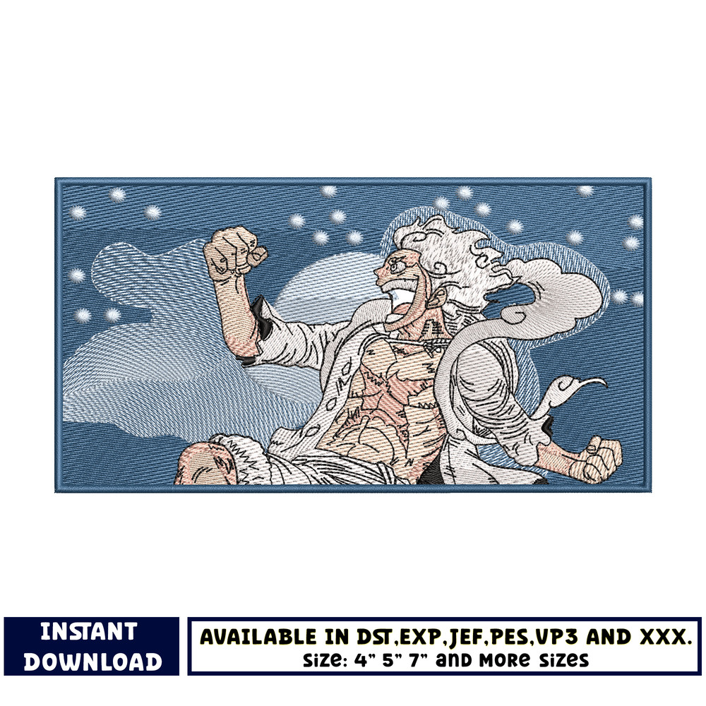 Luffy gear 5 laugh embroidey design