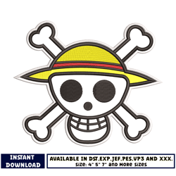 luffy skull logo embroidery design