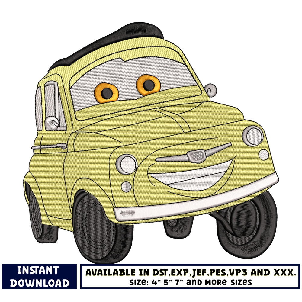 Luigi car embroidery design