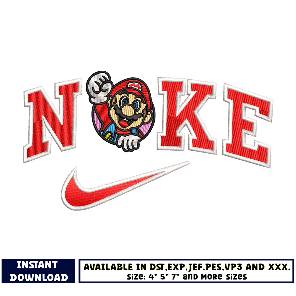 Super mario swoosh embroidery design