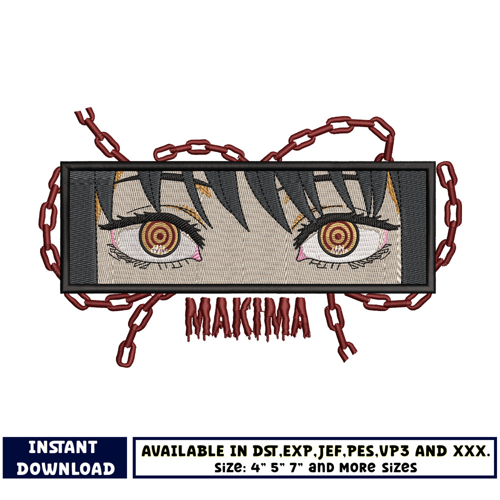 Makima eyes embroidery design