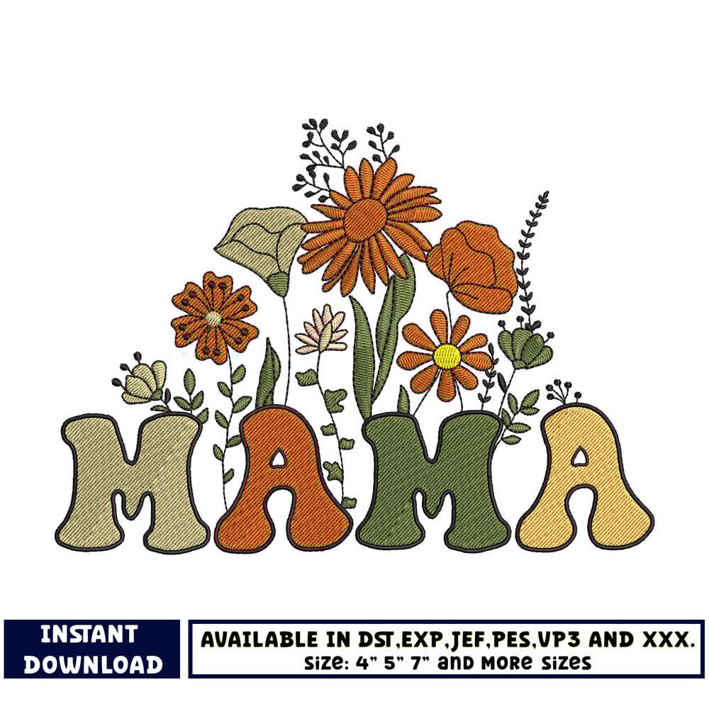 Mama flower embroidery
