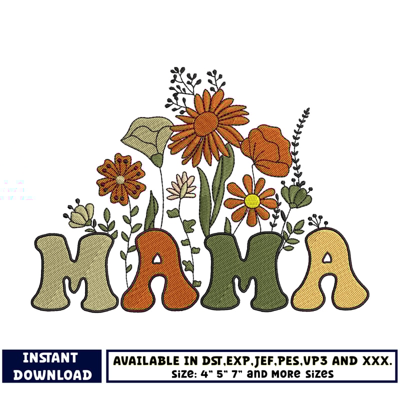 Mama flower embroidery