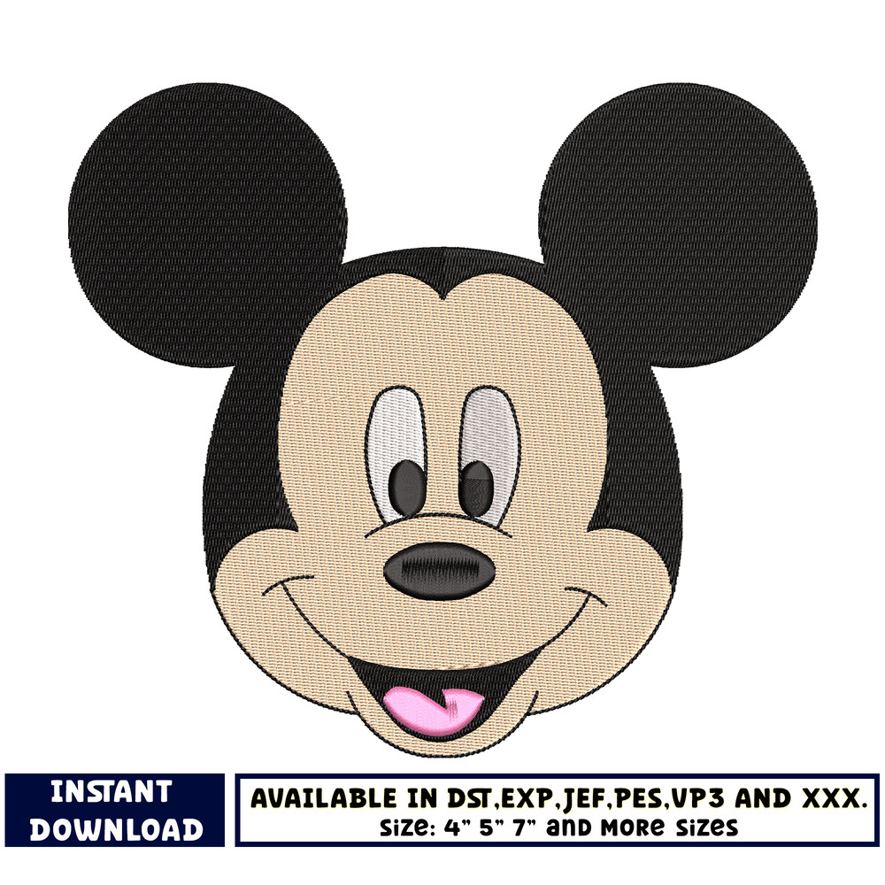 Mickey mouse face embroidery design