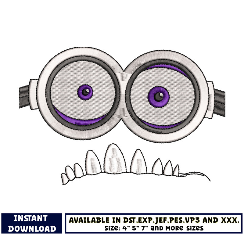 Minion face embroidery designs