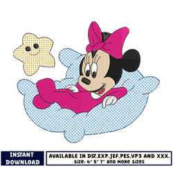 minnie baby lie embroidery design