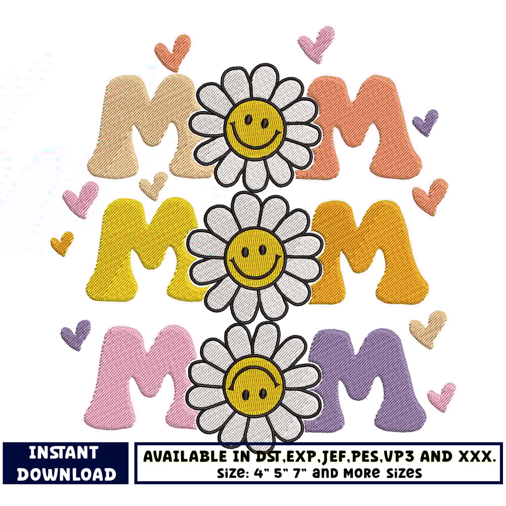 Mom flower embroidery