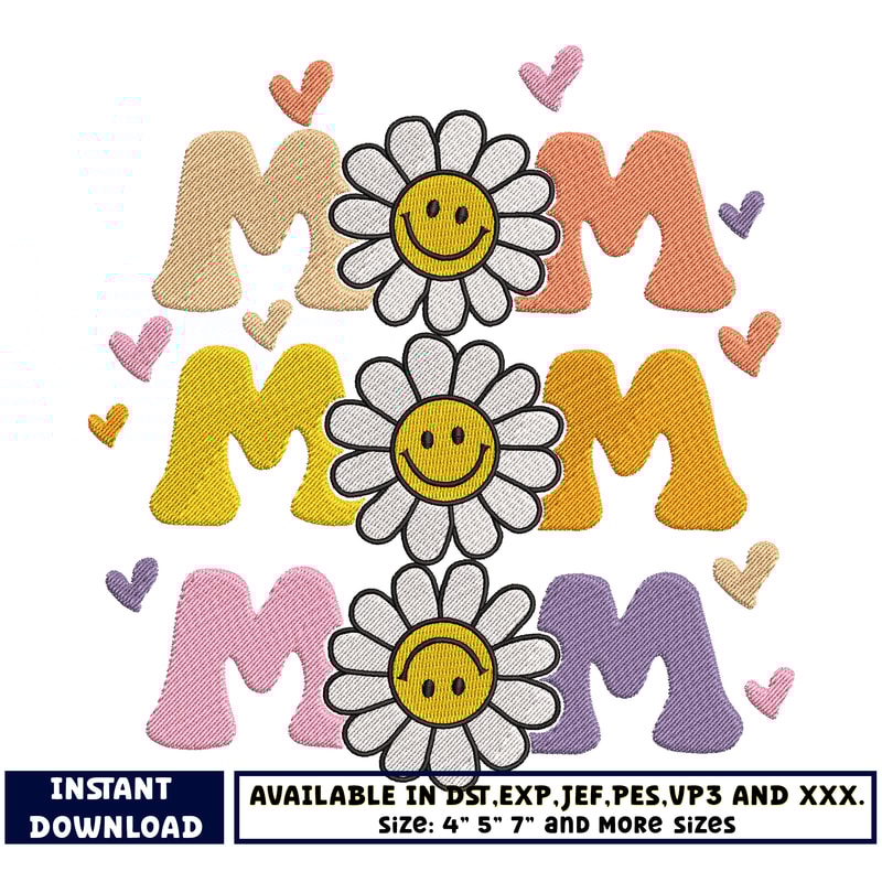 Mom flower embroidery