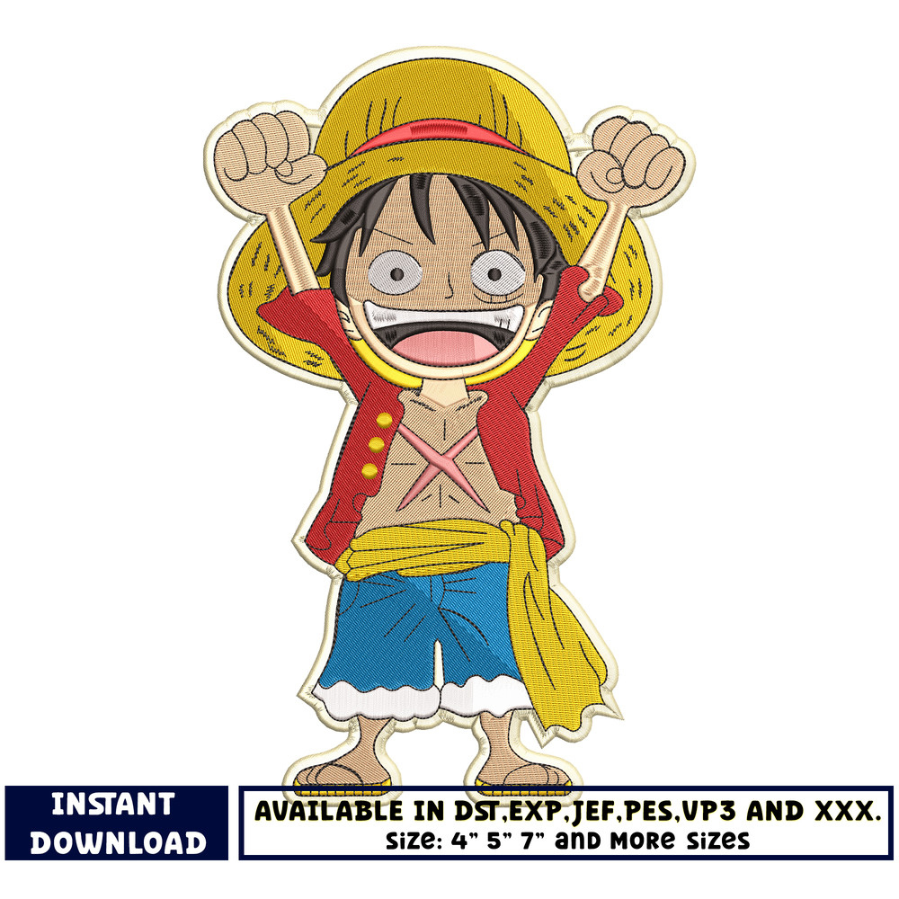 Monkey D. Luffy kid embroidery design