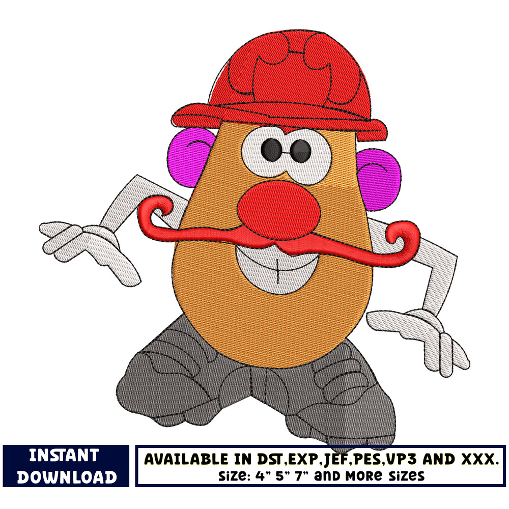 Mr. Potato Head embroidery design
