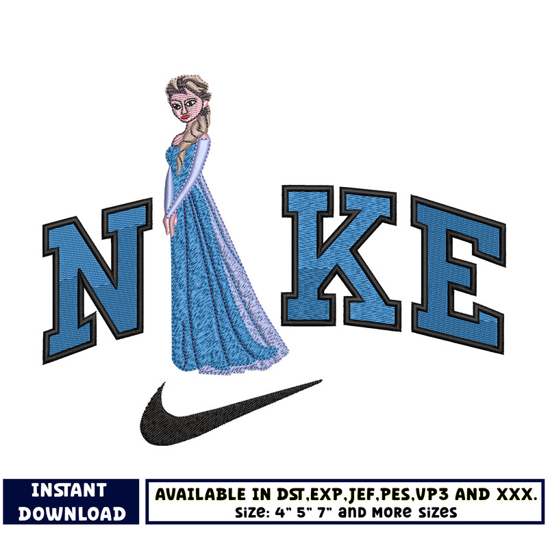 Nike and elsa embroidery design