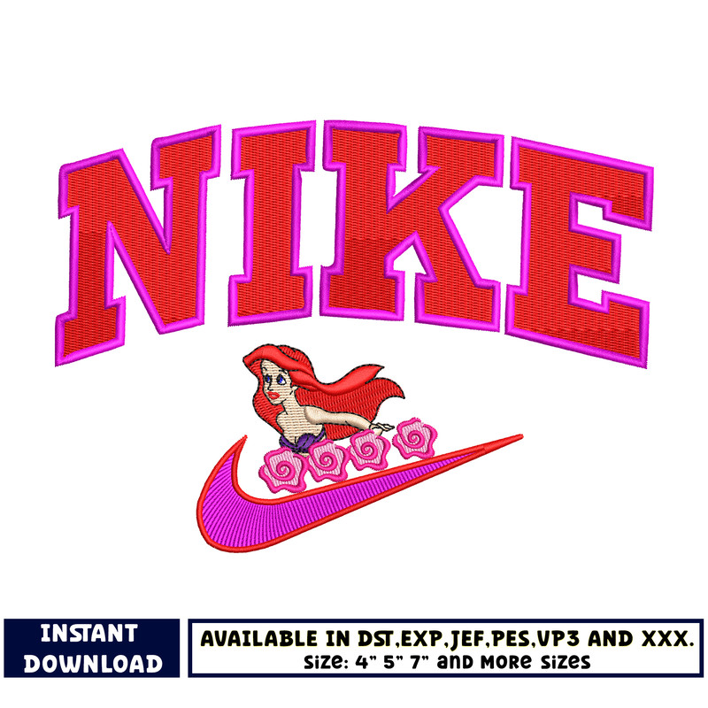 Nike Ariel princess embroidery design