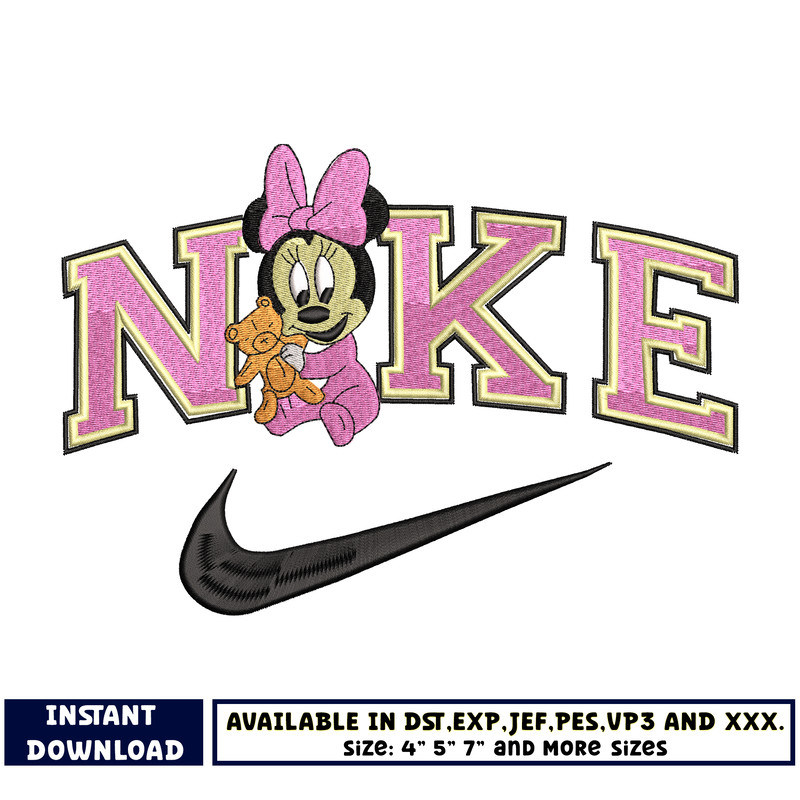 Nike Baby minnie embroidery design