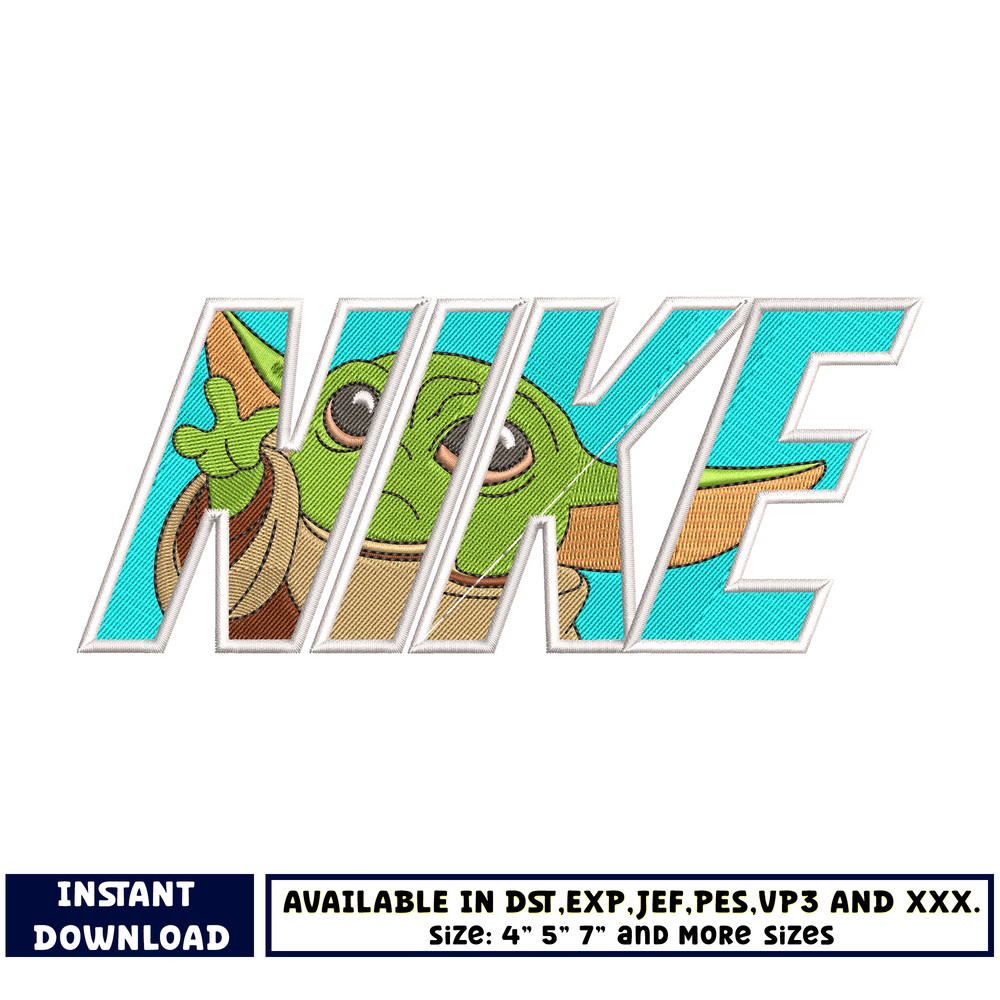 Nike baby yoda embroidery design
