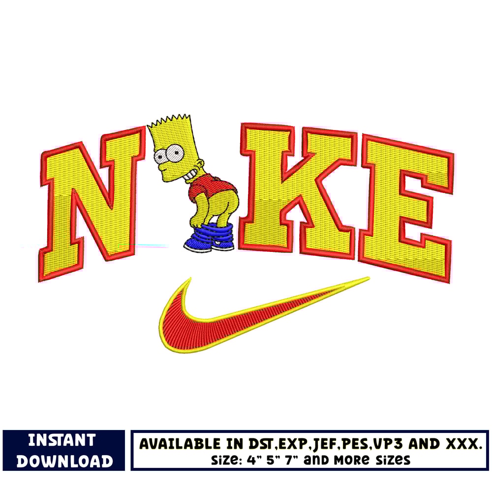 Nike Bart Simpson embroidery design