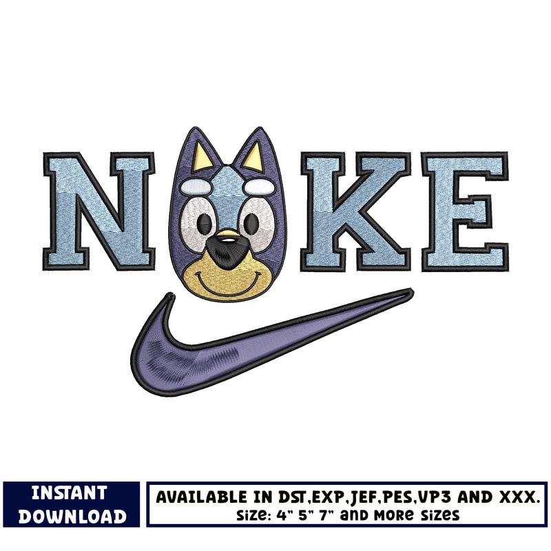 Nike bluey head embroidery design