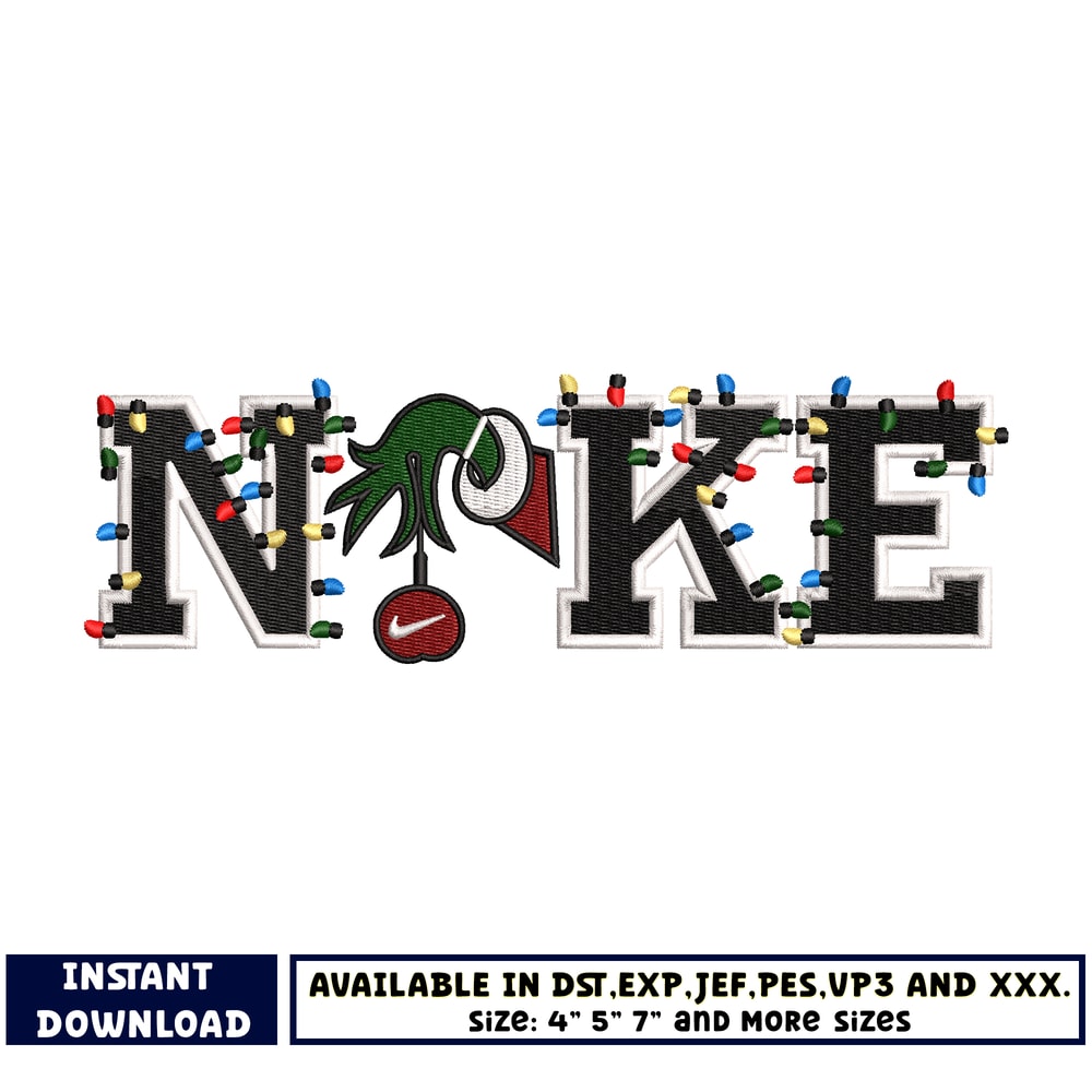 Nike grinch hand embroidery design