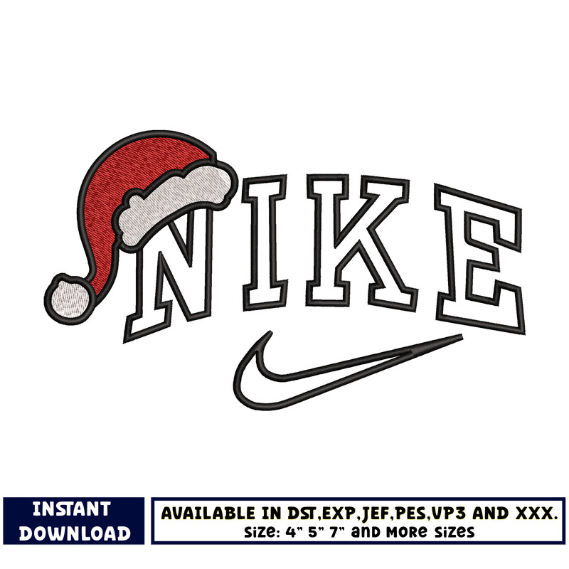 Nike chrismas hat embroidery design