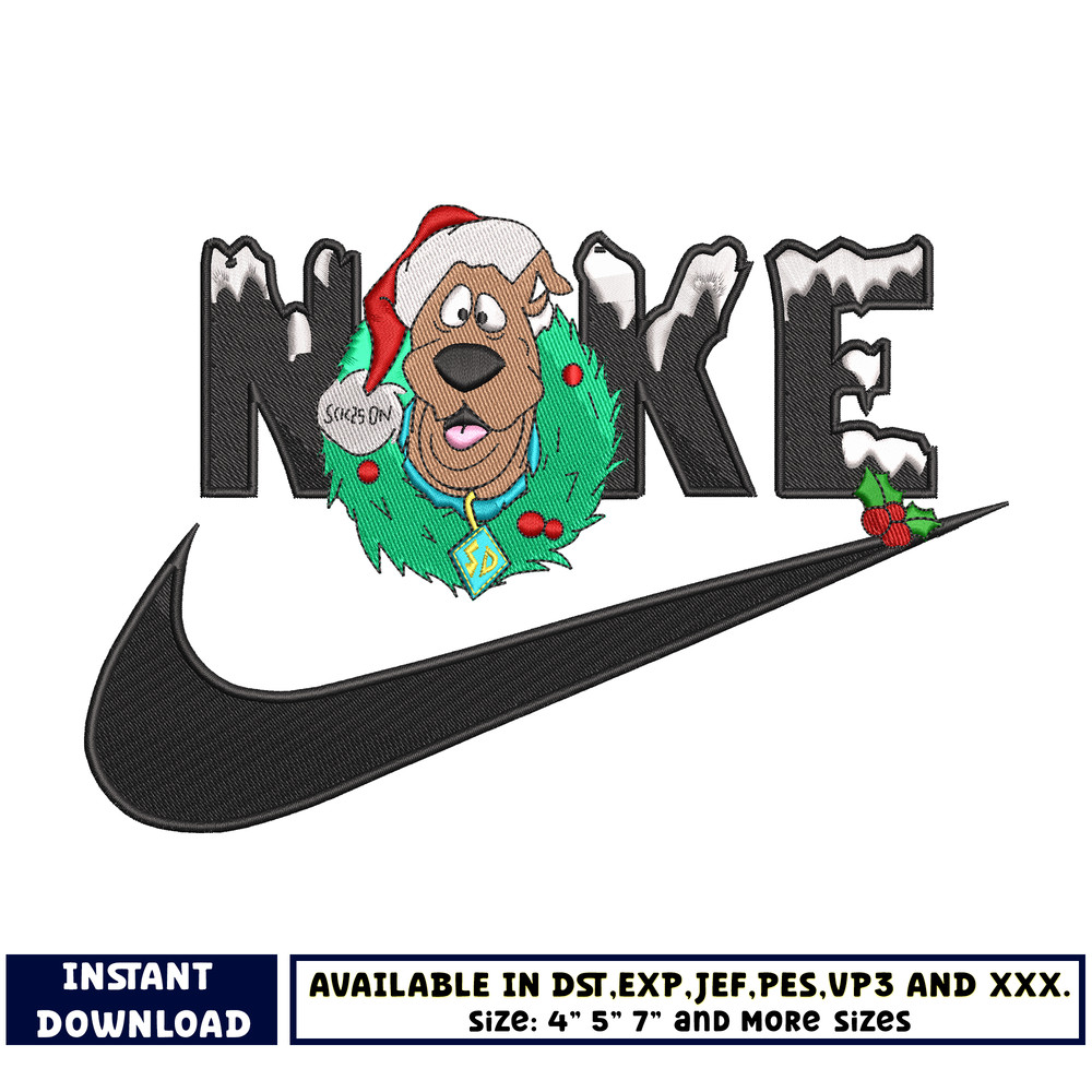 Nike Chrismas dog embroidery design