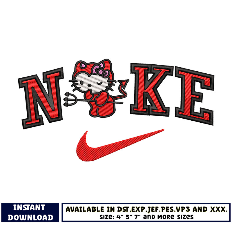 Nike Devil Hello Kitty embroidery design