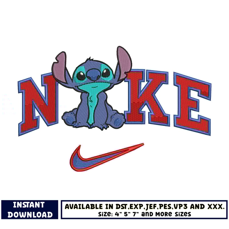 Nike disney stitch embroidery design