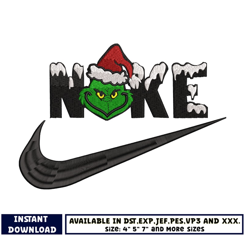 Nike Grinch head embroidery design