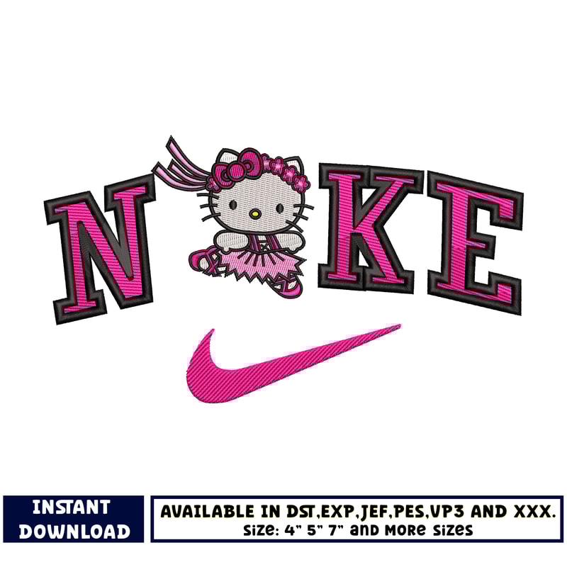 Nike and Hello kitty embroidery design