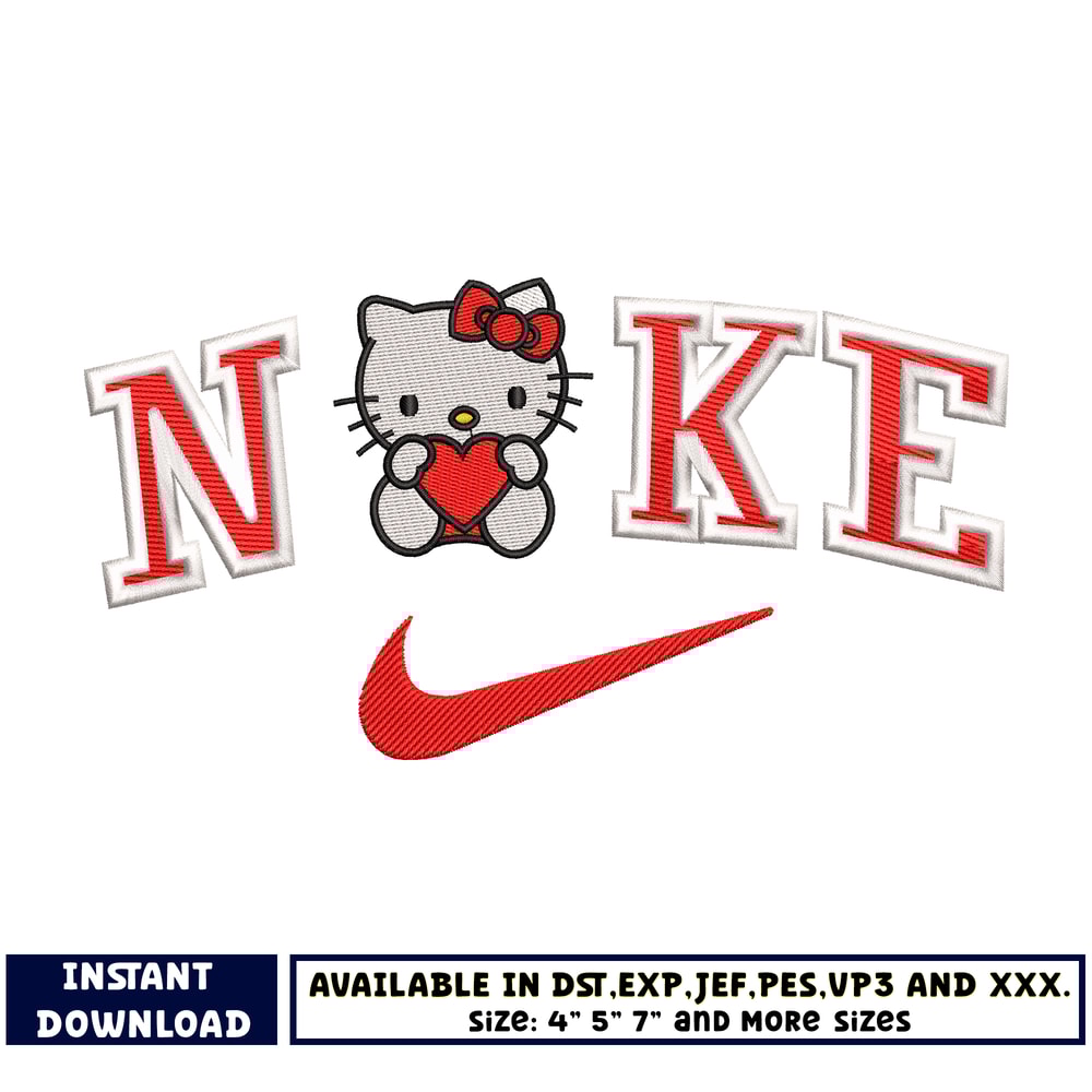 Nike Hello Kitty heart embroidery design