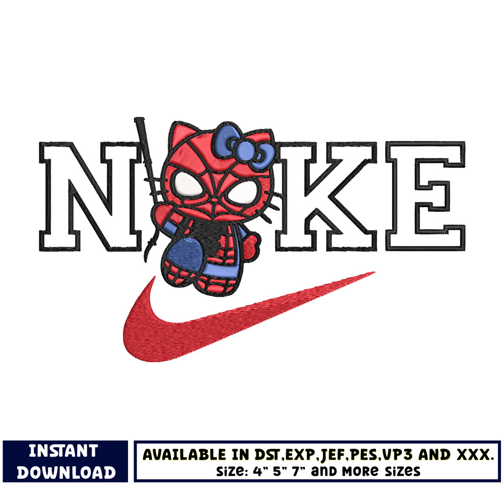 Nike kitty spiderman embroidery design
