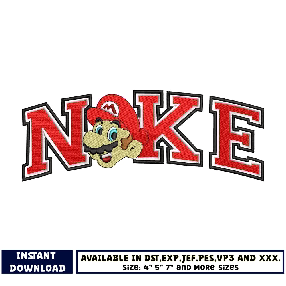 Nike Mario head embroidery design