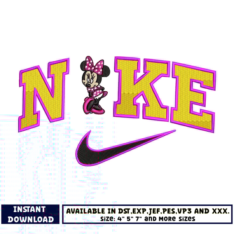 Nike Minnie Mouse embroidery design