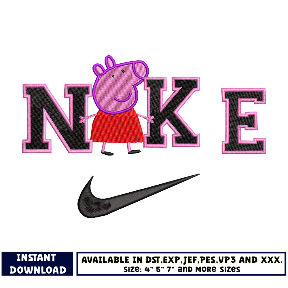 Nike Peppa Pig embroidery design