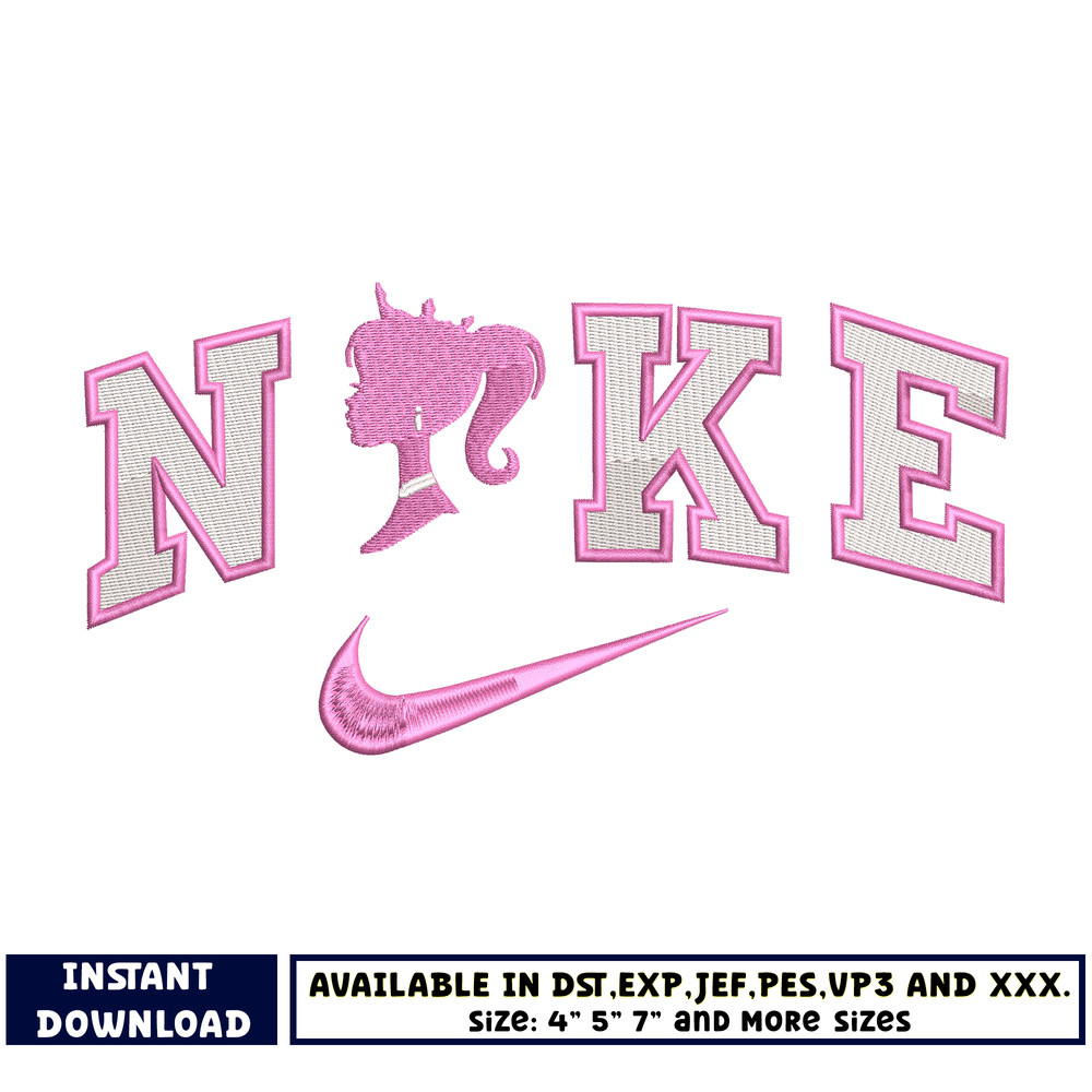 Nike Pink barbie embroidery design