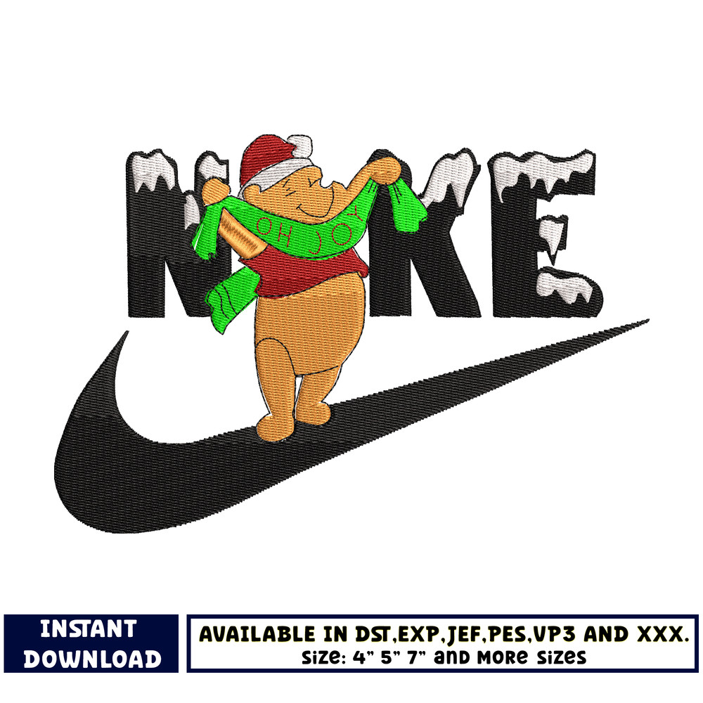 Nike Pooh joy embroidery design