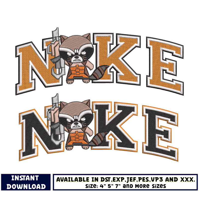 Nike Racoon embroidery design