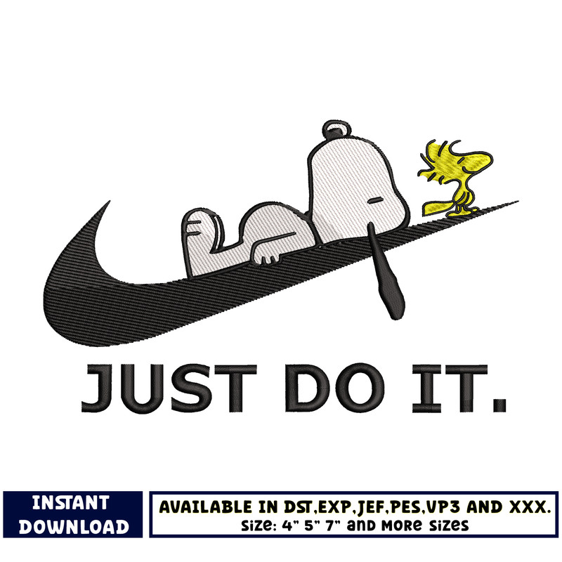 Nike Snoopy just do it embroidery design