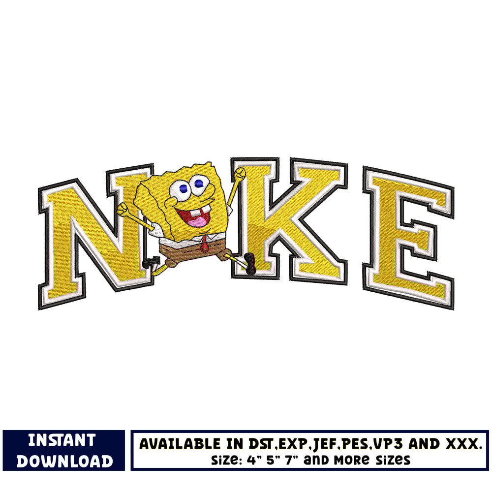 Nike SpongeBob embroidery design