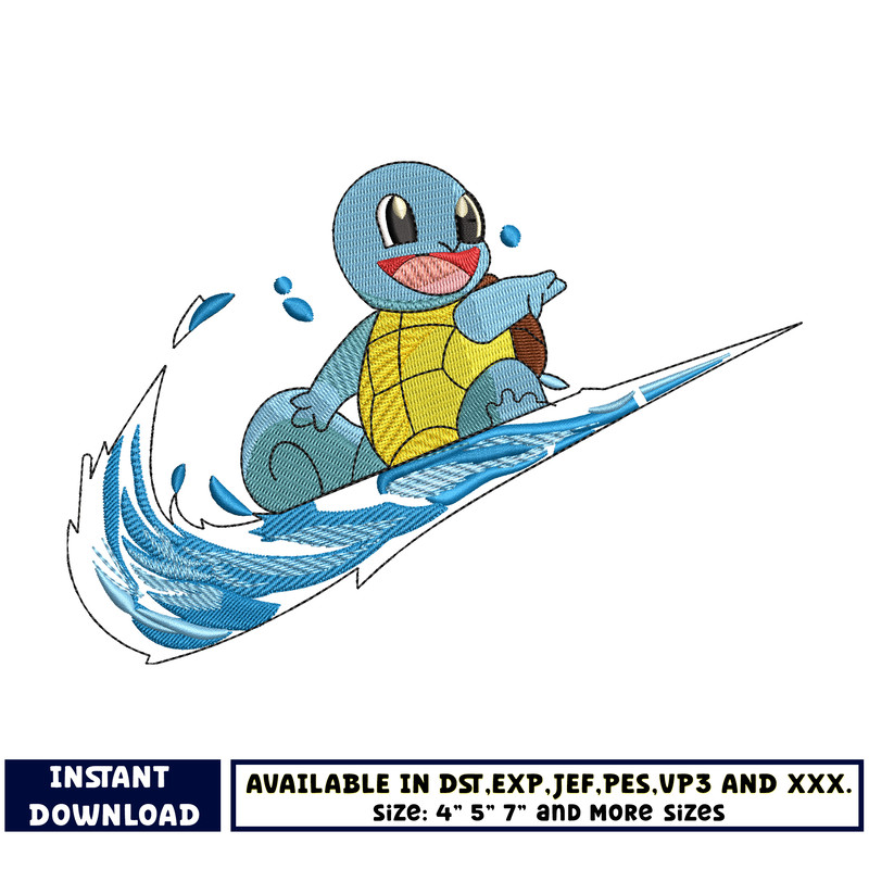 Nike Squirtle embroidery design