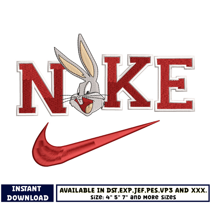 Nike x bugs bunny embroidery design