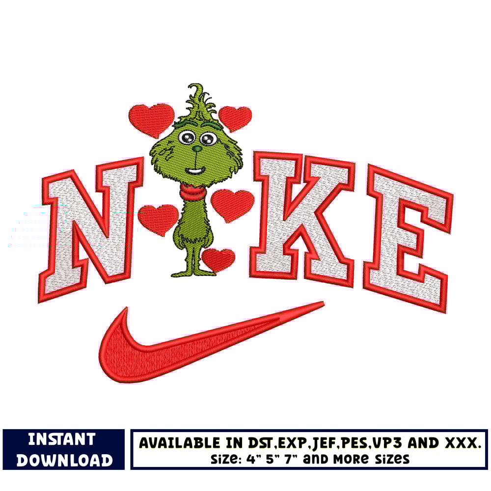 Nike x Grinch love embroidery design