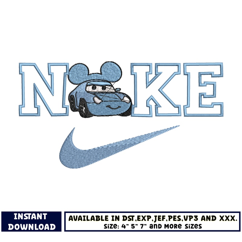 Nike x mickey car embroidery design